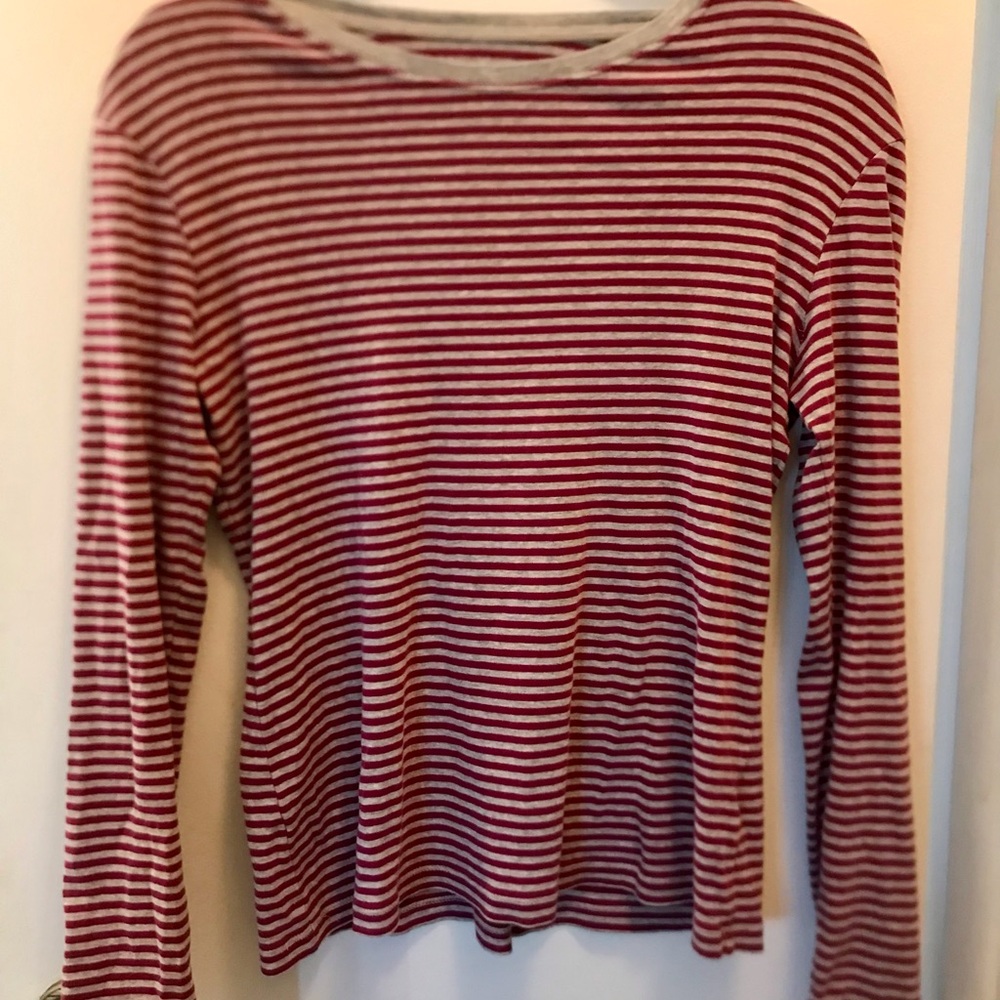 Bella Canvas Red and White Striped Long Sleeve Tee